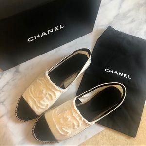 chanel canvas flats